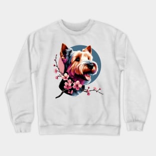 Joyful Glen of Imaal Terrier with Spring Cherry Blossoms Crewneck Sweatshirt